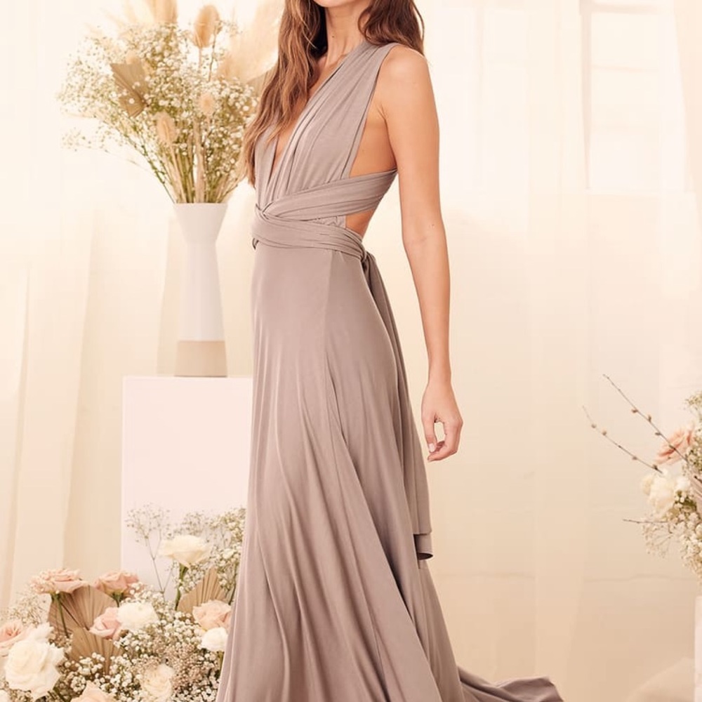 Tricks of the Trade Taupe Maxi Dress